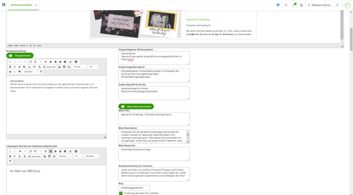 Gutscheinvorlage Muttertag