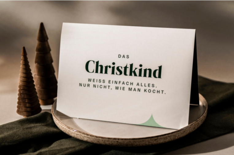 Gutschein auf Teller mit Spruch